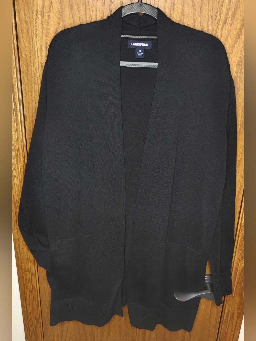 Women's Lands' End Black Open-Front Cardigan Sweater, Size 2X